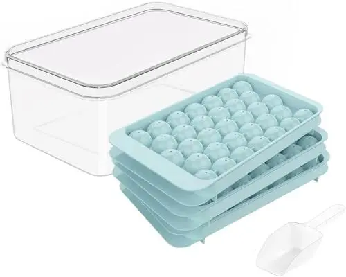 Produktbild: Lesipee Eiswürfelform Bälle, Runde Eiswürfelbehälter Mit Groß Behälter Ice Cube Tray für Gefrierschrank Kreis, Eis, Cocktail, Whiskey, Tee, Kaffee