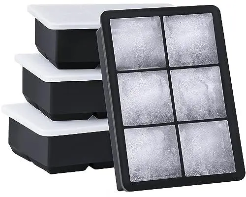Produktbild: Lesipee Große Eiswürfel Silikon, 4 Stück Eiswürfelbehälterm, Eiswürfelbehälter mit Deckel, Eiswürfelform Silikon, BPA-frei, Eiswürfelbereiter 5 cm ice cube tray für Bier Cocktails Whisky