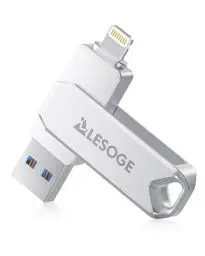 Produktbild: LESOGE MFi Zertifizierter USB Stick 128GB für iPhone,3 in 1 USB Speicherstick USB 3.0 USB-Flash-Laufwerk, Externer Speichererweiterung Fotostick,USB C Stick für iPhone/iPad/Android/PC/Mac