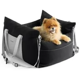 Produktbild: Lesure Hundesitz Auto kleine Hunde - wasserdichter und waschbarer Hunde Autositz mit Aufbewahrungstaschen, ansteckbarer Sicherheitsleine und verdickter Memory Schaum Füllung, 58x56x33cm, schwarz