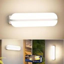 Produktbild: Letlit LED Wandleuchte Innen/Außen Weiß, 20W 2000LM Moderne Wandlampe Up and Down Belechtung, 4000K IP65 Feuchtraumleuchte Aussenlampe Wand Kellerlampe, LED Lampen für Treppe Flur Keller Garten WC