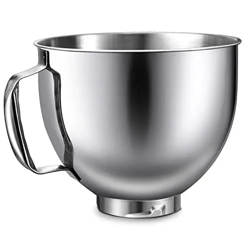 Produktbild: LETOMS Standmixer-Schüssel für Kitchenaid 4,5 Quart, Edelstahl-Rührschüssel für 5QT Artisan Mixer, Silber Ersatzteile für Standrührer