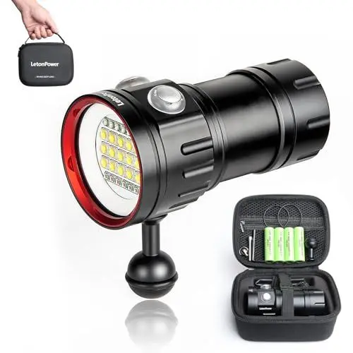 Produktbild: LetonPower B15 Tauchen Taschenlampe, 8000 Lumens Super Bright Underwater 80m Video Light, Scuba Dive Light, High Frequency Verwendung für Outdoor unter Wasser Sport
