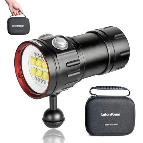 Produktbild: LetonPower B24 Tauchen Taschenlampe,9000 Lumens Super Bright Underwater 80m Video Light, Scuba Dive Light, High Frequency Verwendung für Outdoor unter Wasser Sport
