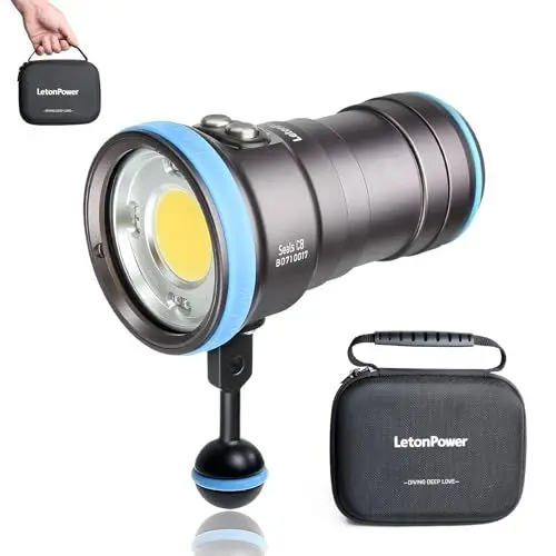 Produktbild: LetonPower Seal CB 4000 Lumen Tauchlampe für Unterwasser-Fotografie, 100m Unterwasser videoleuchte 94 CRI 120° Breiten Strahlwinkel Scuba-Taschenlampe für professionelle Tauchfotografie Fill Light