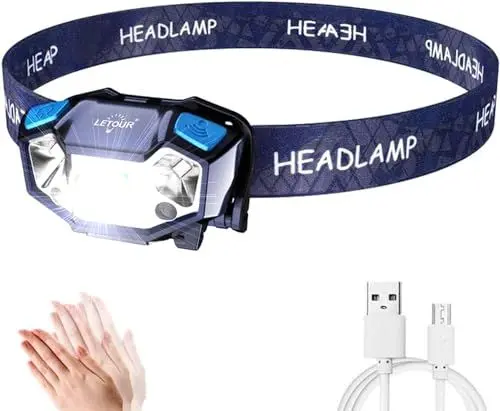 Produktbild: LETOUR Stirnlampe Kopflampe, Stirnlampe LED mit 5 Modi 1000LM Stirnlampen LED Stirnlampe fürs Laufen, Campen, Joggen, Angeln,Radfahren