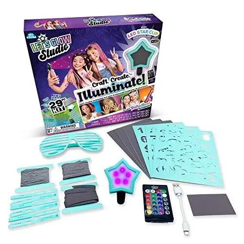 Produktbild: Let's Glow Studio LG3360 - Komplett Fashion & Styling Set mit LED Clip für bunt leuchtende Fotos & Videos, Bastelset mit reflektierenden Accessoires für Körper, Haut, Nägel & Haar, Kinder ab 8 Jahren