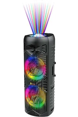 Produktbild: Let's Go Party 5150 Musikbox Bluetooth : Ultimativer Partybox mit 200W 6-Zoll-Doppellautsprechern - Tragbarer Karaoke Lautsprecher mit drahtlosem Mikrofon, 5H Spielzeit, Fernbedienung & Lichtshow