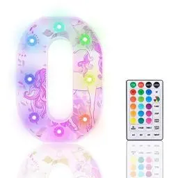 Produktbild: Lettere illuminate, luci a LED glitterate con 18 luci a LED che cambiano colore, con telecomando, per ragazze, regali di compleanno, bar, matrimoni, Natale, San Valentino, decorazione da tavolo - O