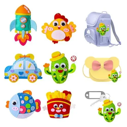 Produktbild: Letuxaamz Bastelsets für Kinder, 6 Styles Filzen Starterset, Einzelne Materialpakete, DIY Handwerk Bastelideen, Bastelbox für 3-6 Jahre
