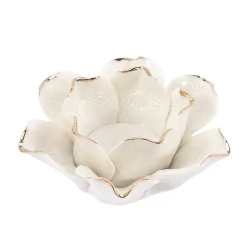 Produktbild: Leuchter Lotus-kerzenhalter Lotusblume Kerzenhalter Votivkerzenhalter Kerzenhalter-ornament Kerzen Dekoschale Kerzenschale Stumpenkerzen Keramik Kerzenbecher Weiß Hochzeit