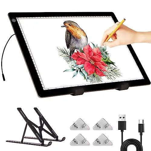 Produktbild: Leuchttisch A3 - Diamond Painting Leuchttisch mit Ständer, stufenlos dimmbare 3 Stufen Helligkeit Leuchtplatte Ultra-Thin LED Light Pad für Diamond Painting Tracing Sketching
