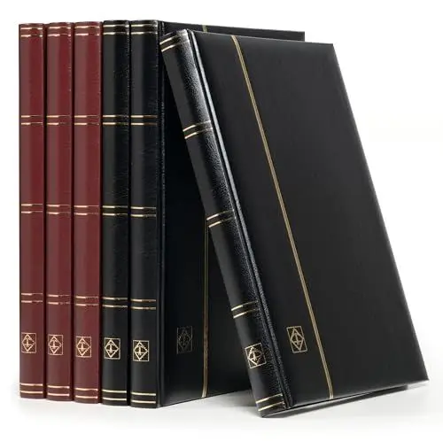 Produktbild: LEUCHTTURM Einsteckbücher Comfort | Hochwertiges Briefmarken-Album | 32 schwarze Seiten | wattierter Einband in Leder-Optik in Schwarz| DIN A4