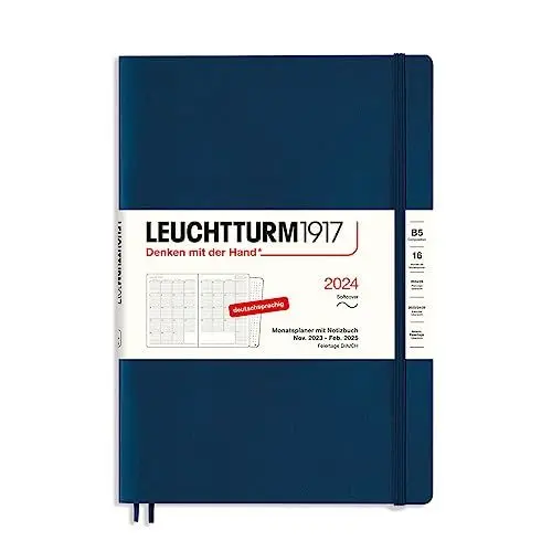 Produktbild: LEUCHTTURM1917 367564 Monatsplaner & Notizbuch Composition (B5) 2024, 16 Monate, Softcover, Marine, Deutsch