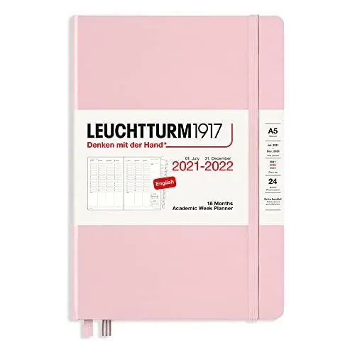 Produktbild: LEUCHTTURM1917 363893 Akademischer Wochenplaner 2022 Hardcover Medium (A5), 18 Monate, Puder, Englisch