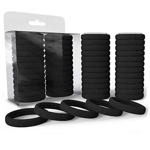 Produktbild: Levani® 50er Haargummi Set - Hochwertige Haargummis aus Baumwolle - Zopfgummi für Männer und Frauen - Haar Gummibänder - 50 Stück (Schwarz 4 cm)