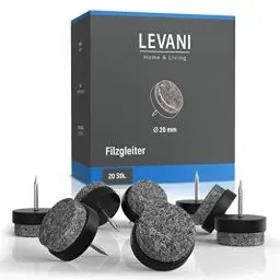 Produktbild: Levani® Filzgleiter für Stühle (20 Stück) - Möbelgleiter 20mm - Stuhlgleiter mit weichem Filz - Stuhl Filzgleiter - Gleiter für Stühle -Möbel Filz selbstklebend für Möbelfüße (Schwarz, 20 mm)