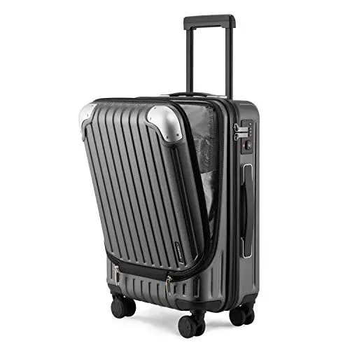 Produktbild: LEVEL8 Koffer Trolleys Hartschalen Leicht ABS+ PC Handgepäck Hartschalen-Koffer Trolley Rollkoffer Reisekoffer，TSA, 4 Rollen, 55 cm, 36 Liter, Grau