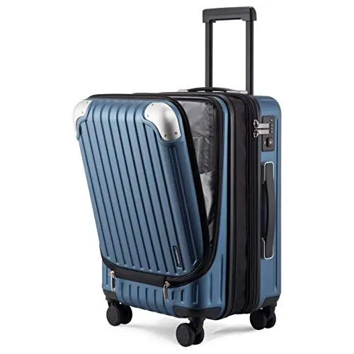 Produktbild: LEVEL8 Koffer Trolleys Leicht ABS+ PC Handgepäck Hartschalen-Koffer Trolley Rollkoffer Reisekoffer Erweiterbar, TSA, 4 Rollen, 55 cm, 36-42 Liter, Blau