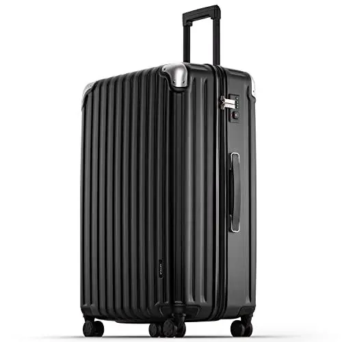 Produktbild: LEVEL8 Koffer Trolleys Leicht ABS+ PC Handgepäck Koffer Groß, Hartschalenkoffer Trolley Rollkoffer Reisekoffer, TSA, 4 Rollen, 78 cm, 104 Liter, Schwarz