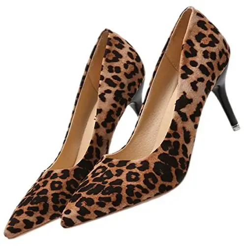 Produktbild: Levemolo 1 Paar High Heels Mit Leopardenmuster Spitz Zulaufende Einzelne High Heels Schuhe Mit Hohem Absatz Und Leopardenmuster Pumps Für Damen Klassische Pumps Mode Fräulein Künstlicher Pu