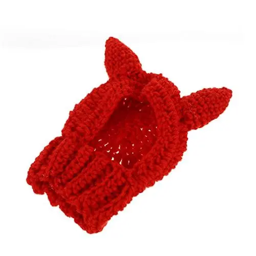 Produktbild: Levemolo Haustier Halloween Hut Rot Gestrickte Katze Hund Welpen Horn Hut Modische Atmungsaktiv Bequem