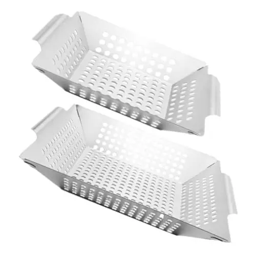 Produktbild: Levemolo Gemüse Grillkorb Aus Edelstahl Grill Zubehör Für Draußen Mehrzweck-grillkorb Praktisch Und Langlebig