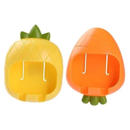 Produktbild: Levemolo 2St Cartoon-Steckerhalter Zahnbürstenhalter Kinder Zahnpastahalter Saugnapf Toothbrush kinderzahnbürsten Zahnbürstenhalter für Kinder Wandzahnbürstenhalter Plastik Orange