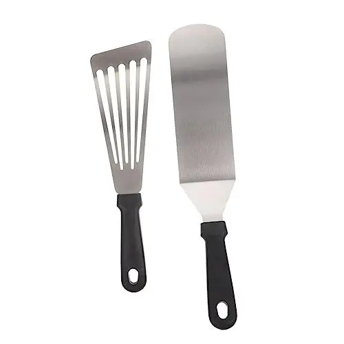 Produktbild: Levemolo 2St geschlitzte Fischschaufel Fischbratspachtel Steak-Geschirr Pfannenwender für die Küche Grillwender aus Stahl edelstahlspachtel Kitchen Helper Grillplattenschaber Grillspatel
