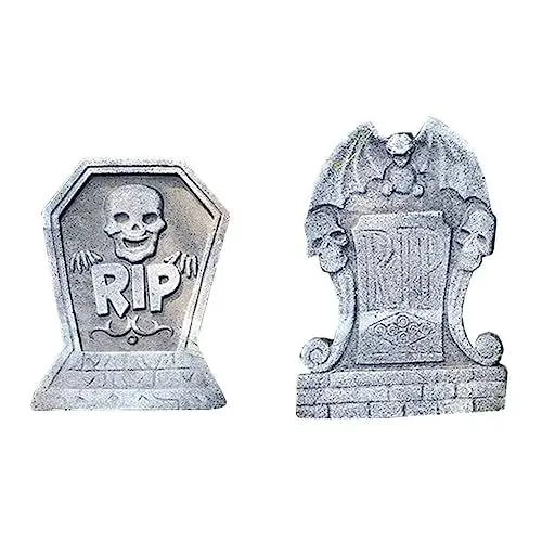 Produktbild: Levemolo 2 STK Halloween-Grabstein Grabsteine Grabsteinverzierungen Friedhof Halloween-Tür Halloween grabstein Halloween aussendeko Raumrequisiten-Ornamente Streich-Requisite Schaum Grey
