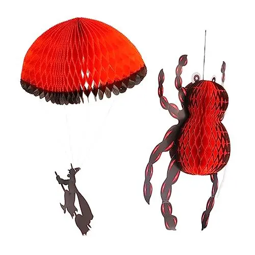Produktbild: Levemolo Halloween-Papierlaternen-Set mit Spinnennetz und Fledermaus 2 Stück einfach zusammenzubauen ideal als Dekoration für Zuhause Bar Schule Spukhaus