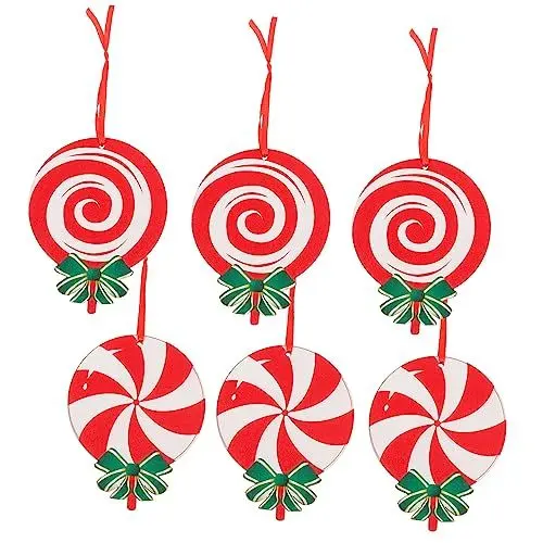 Produktbild: Levemolo 6pc Holz Lollipop Ornamente Süßigkeiten Hängende Dekorationen Weihnachten Baum Dekorationen für Home Party