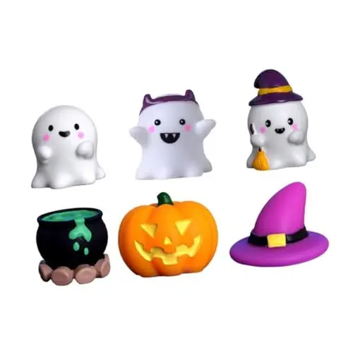 Produktbild: Levemolo 6er-Pack Halloween-Miniatur-hauszubehör Geisterfiguren Hut Kürbis Harz Handwerk Mini-Statue Für Halloween-