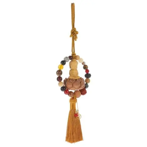 Produktbild: Levemolo Holz Buddha Anhänger Mit Quasten Handgeschnitzt Wanddekor Fahrzeug Anhänger Heimdekoration Schlüsselanhänger Taschenanhänger Ornament