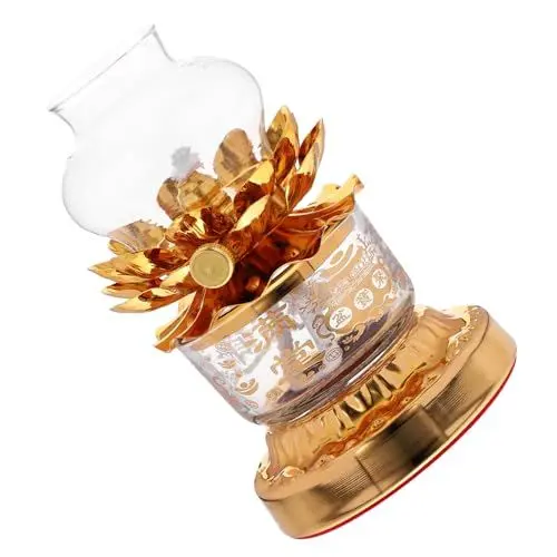 Produktbild: Levemolo Öllampe Butterlampe rustikaler kerzenhalter goldene Kandelaber Buddha-Öl Licht Laterne buddhistischer schmuck adjustable lamp Buddha-Lampenschmuck Tempel-Lampen-Dekor Zinklegierung