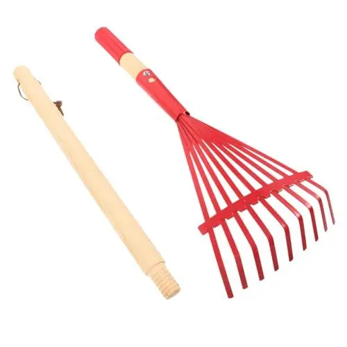 Produktbild: Levemolo Rechen Abnehmbarer Holzgriff Rechen Für Jungen Und Mädchen Gartengerät Zur Rasenpflege