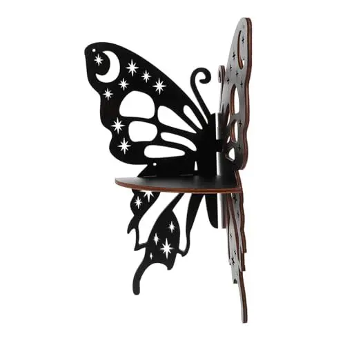 Produktbild: Levemolo Wand-schmetterlings-kerzenhalter Schweberegal Im Rustikalen Stil Regale An Der Wand Schwebendes Wandregal Schlafzimmer Eckregal Ausstellungsregal Aus Holz Wandhalter Black Hölzern