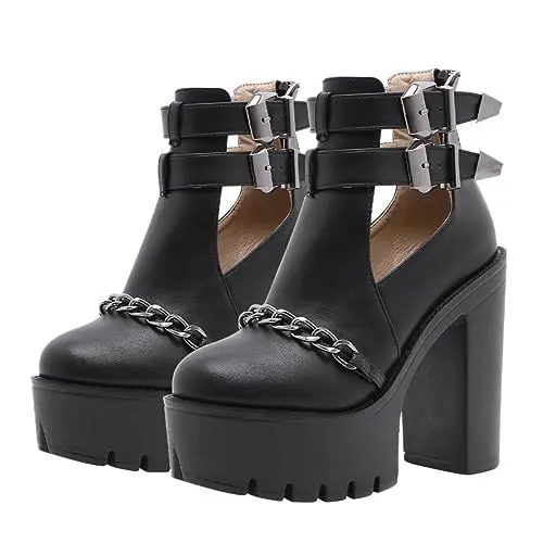 Produktbild: Levemolo Hohe Damen Trachtenschuhe Damen Mit Dicke High Heels Stiefel Stiefeletten Damenhosenschuhe