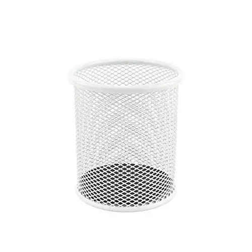 Produktbild: LEVIATAN Metall Stifteköcher - Stiftehalter rund aus Drahtmetall - Mesh Multifunktions Becher für Kugelschreiber - Stifte Halter für Büro/Schule Ø91 mm, Perlmuttfarben