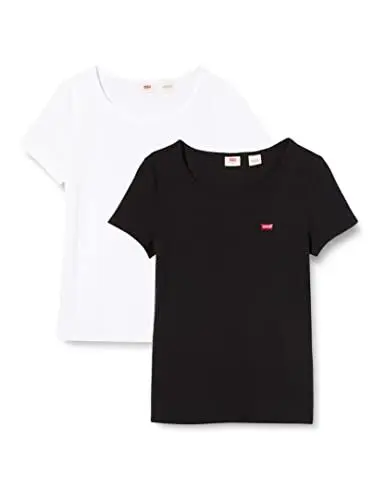 Produktbild: Levi's Damen 2-Pack Tee T-Shirt, White +/Mineral Black, M