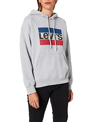 Produktbild: Levi's Damen Graphic Standard Hooded Sweatshirt Hoodie, Logo Starstruck Heather Grey, M