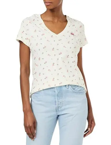 Produktbild: Levi's Damen Perfect V-Neck T-Shirt,Nina Floral Sunny Cream,XS
