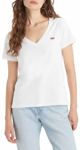 Produktbild: Levi's Damen Perfect Vneck T-Shirt, Weiß (White + 0002), Medium