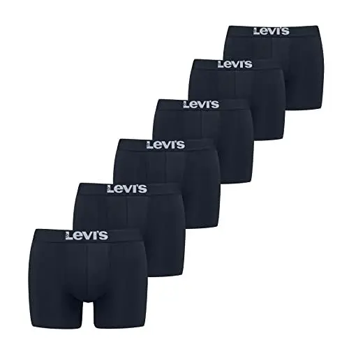 Produktbild: Levi’s Einfarbige Basic-Boxerslips, atmungsaktive Herrenunterwäsche aus Bio-Baumwolle mit elastischem Bund und doppelter Einlage, Keine hochrutschenden Beinöffnungen, 6er-Pack
