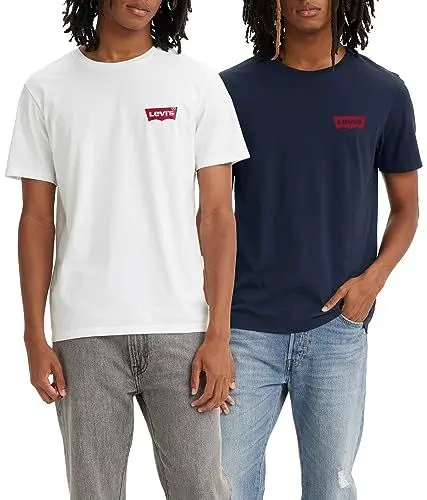 Produktbild: Levi's Herren 2-Pack Crewneck Graphic Tee T-Shirt, Chesthit White / Dress Blues, M