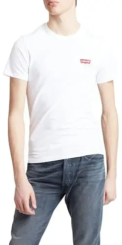 Produktbild: Levi's Herren 2-Pack Crewneck Graphic Tee T-Shirt, White / Mid Tone Grey Heather, M