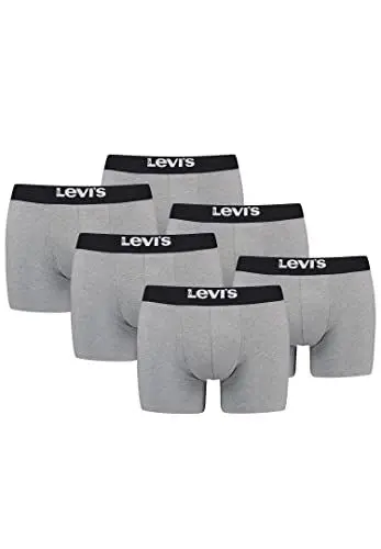 Produktbild: Levi's Herren Men's Solid Basic Boxers (6 Pack) Boxer Shorts, Farbe:Middle Grey Melange, Bekleidungsgröße:L
