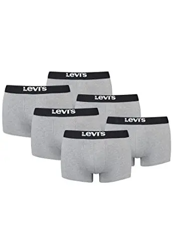 Produktbild: Levi's Herren Men's Solid Basic Trunk (6 Pack) Trunks, Farbe:Middle Grey Melange, Bekleidungsgröße:M