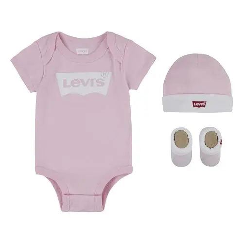 Produktbild: Levi's Kids Classic batwing infant hat bodysuit bootie set 3pc Baby Jungen Pastel Turquoise 0-6 Monate
