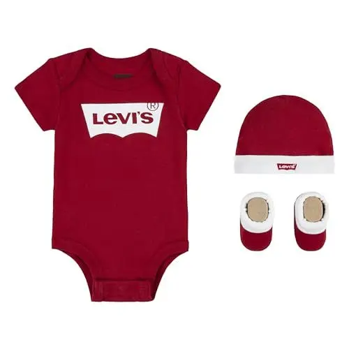 Produktbild: Levi's Kids Classic batwing infant hat bodysuit bootie set 3pc Baby Jungen Pastel Turquoise 6-12 monate